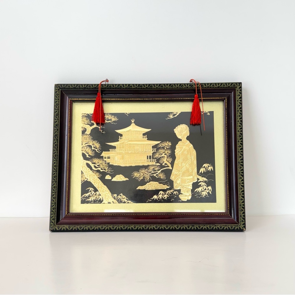 Japanese Artwork Kinkaku-Ji Temple in Kyoto Gold Black Wall Art Decor